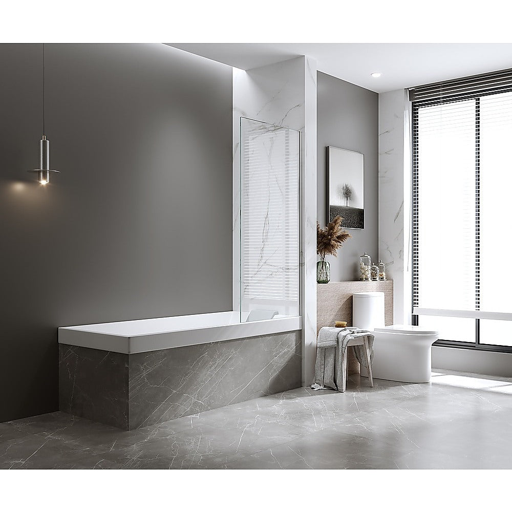 70cm Frameless Swing Bath Panel Matte Black Hardware Durable
