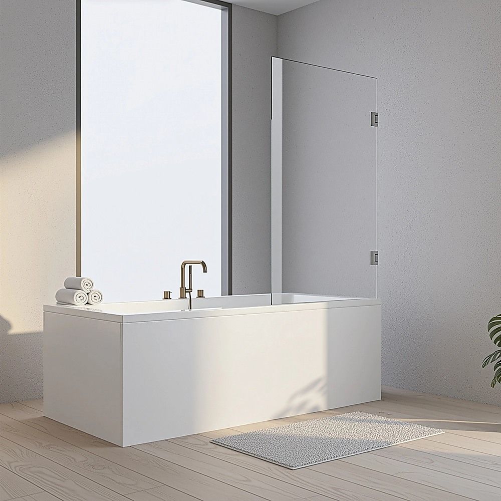 70cm Frameless Swing Bath Panel Brushed Gunmetal Hardware Durable