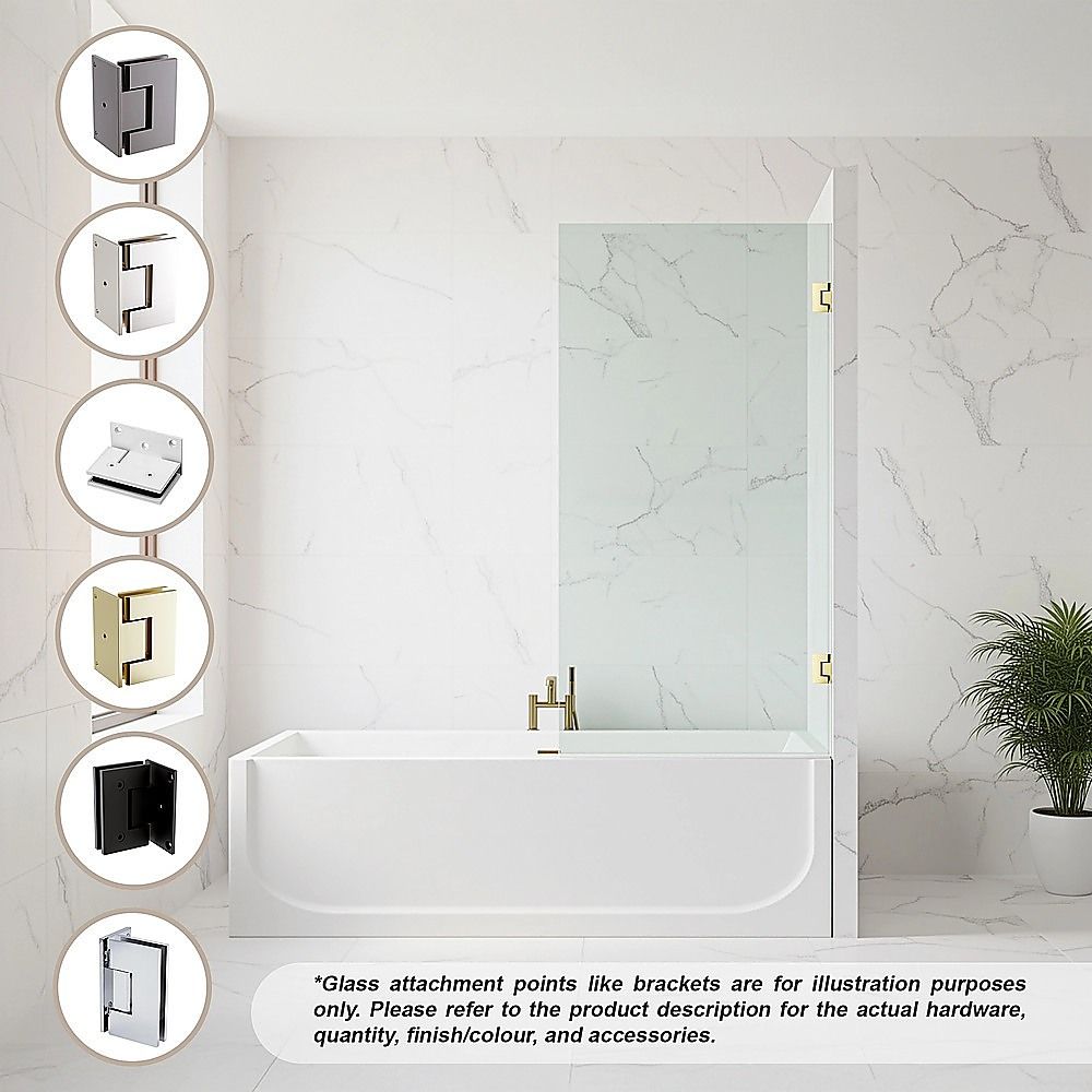 70cm Frameless Swing Bath Panel Brushed Gunmetal Hardware Durable