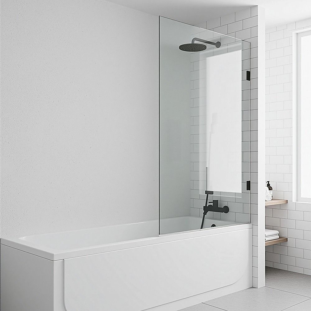 70cm Frameless Swing Bath Panel Brushed Gunmetal Hardware Durable