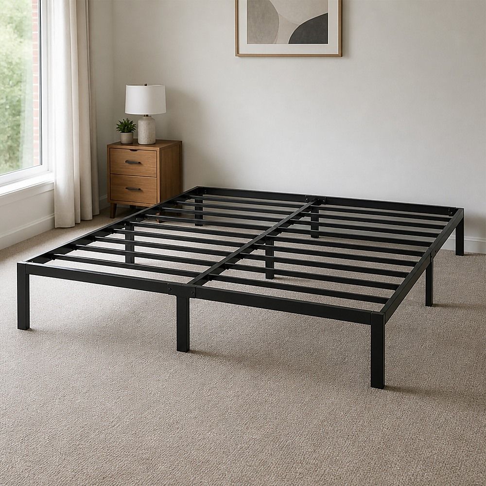 Metal Bed Frame – Heavy-Duty Steel Base for Queen Mattress