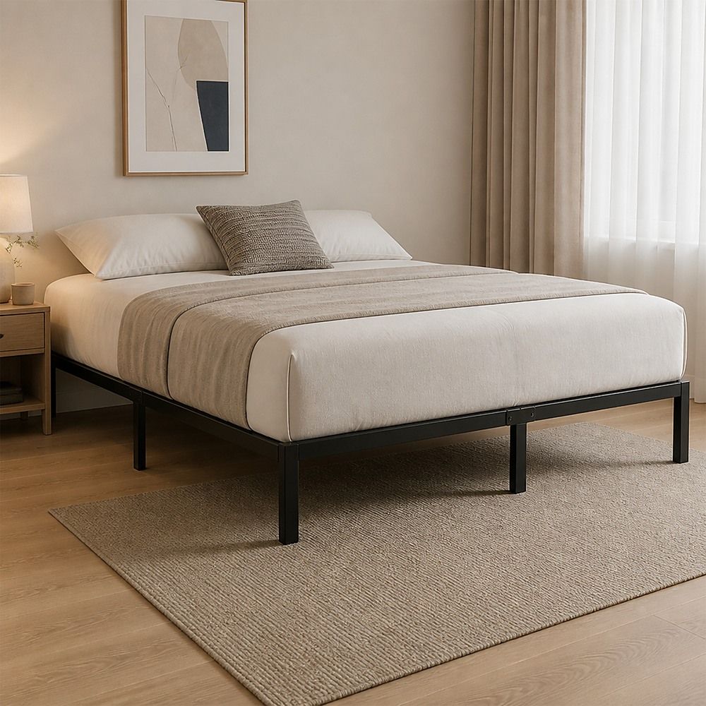 Metal Bed Frame – Heavy-Duty Steel Base for Queen Mattress