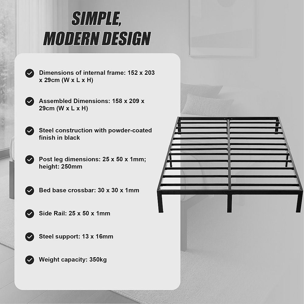 Metal Bed Frame – Heavy-Duty Steel Base for Queen Mattress