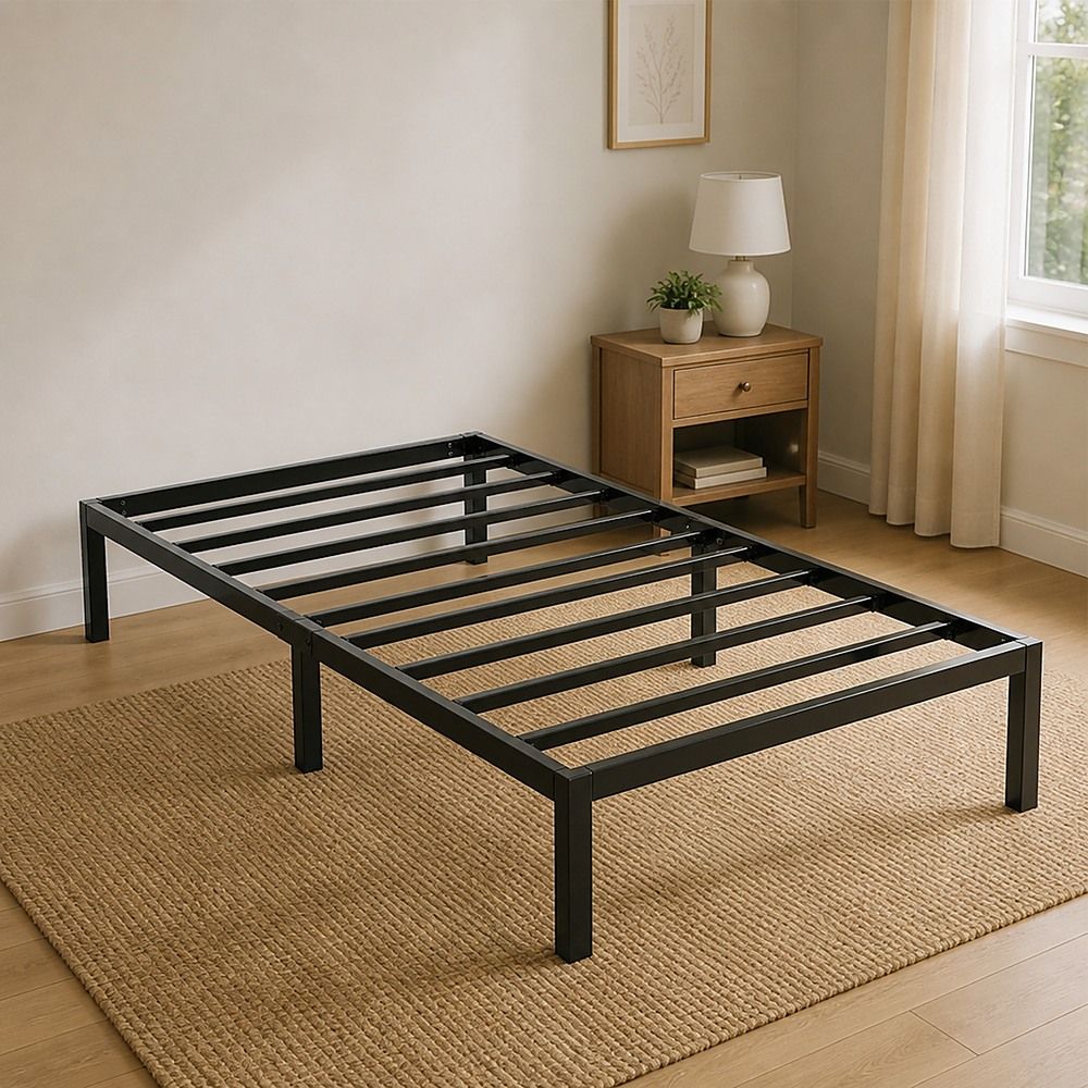 Metal Bed Frame – Heavy-Duty Steel Base for Single Mattress