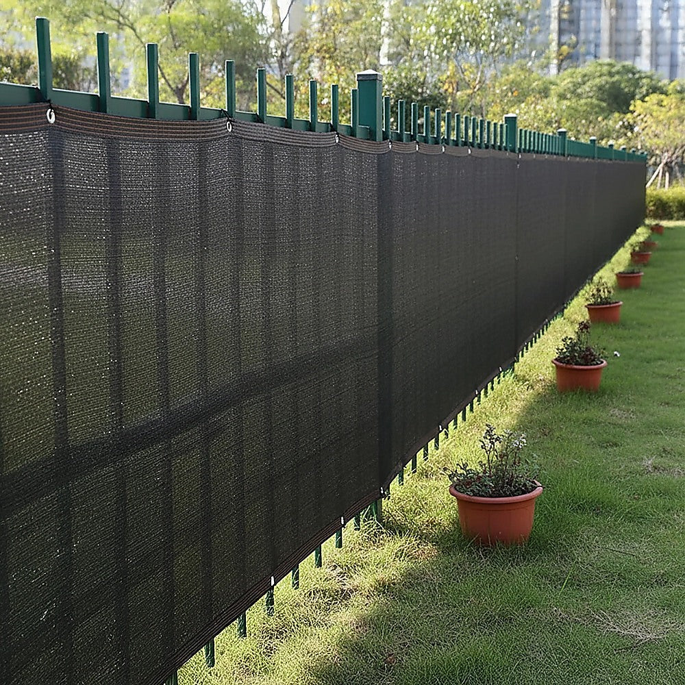 15m x 2m Fence Windscreen Privacy Screen Shade Cover Coffee Fabric Mesh Garden