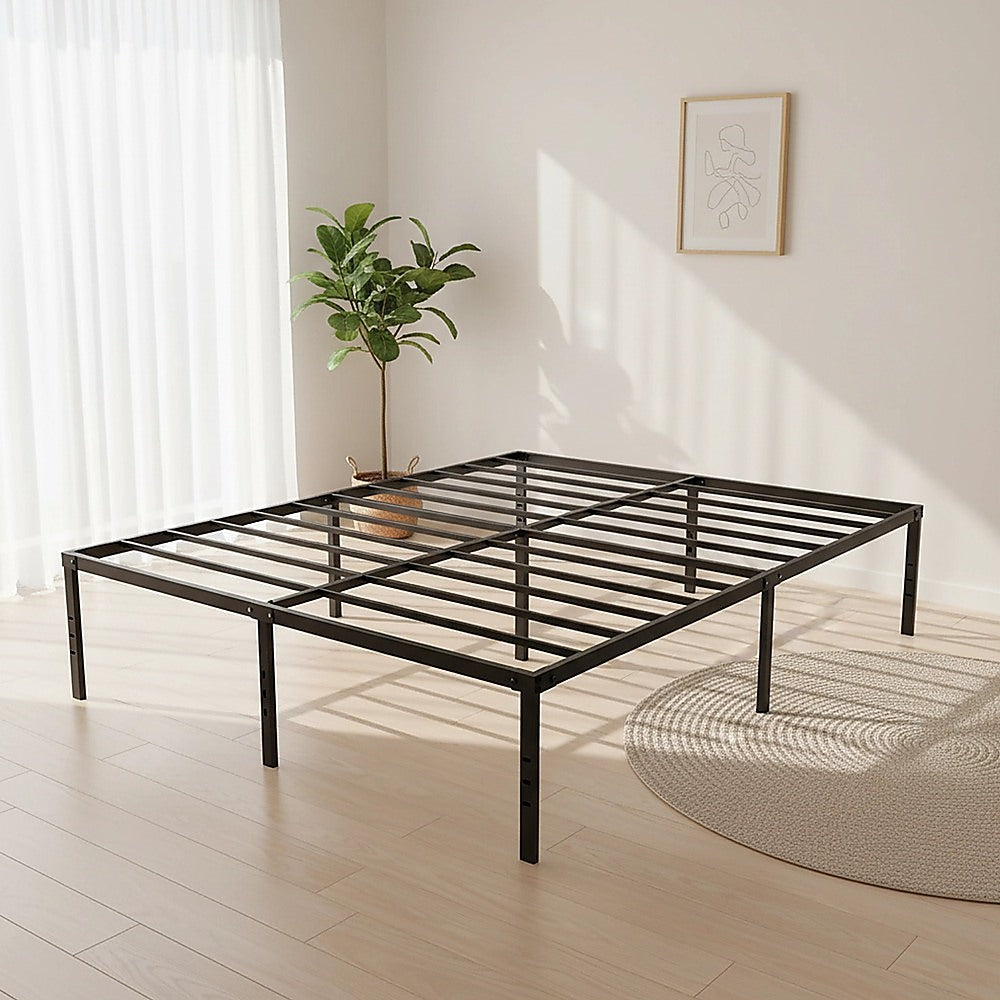Queen - Queen Metal Bed Frame 45cm High Full Steel Base Platform Bed