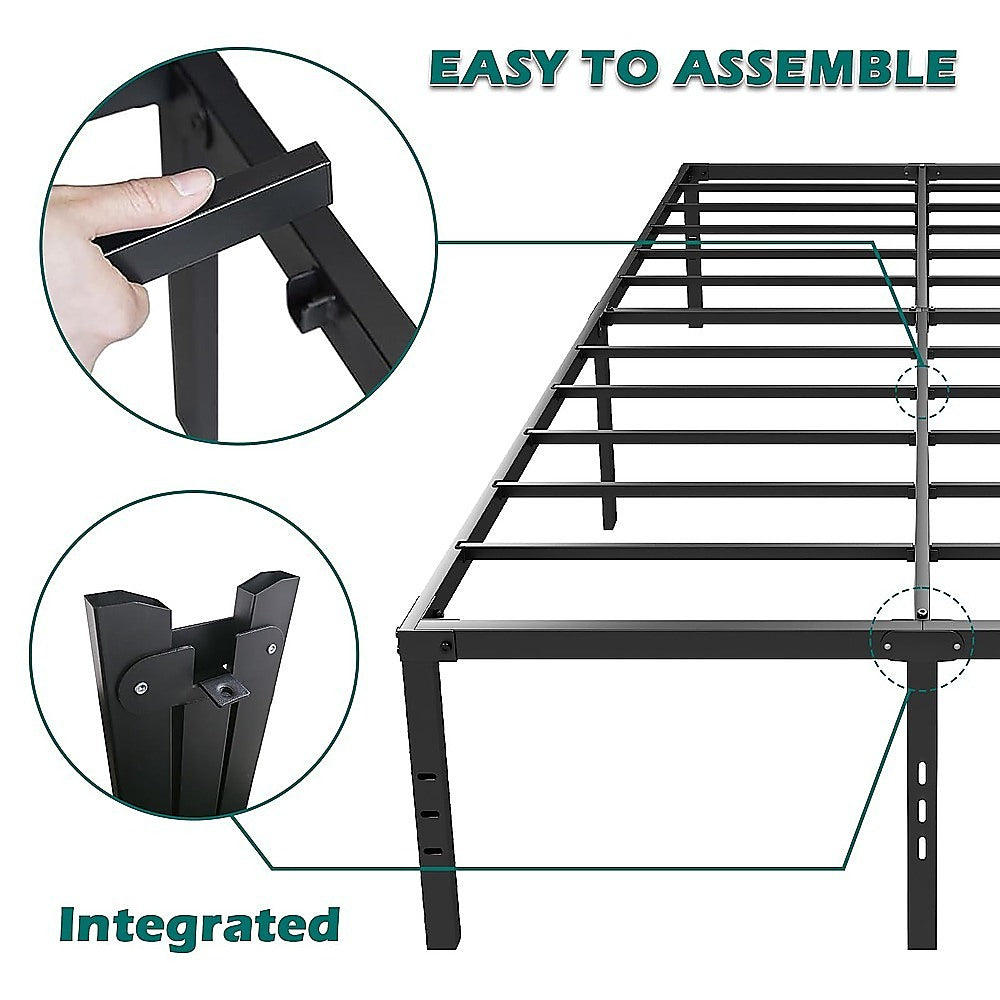 Metal finish - Queen Metal Bed Frame 45cm High Full Steel Base Platform Bed