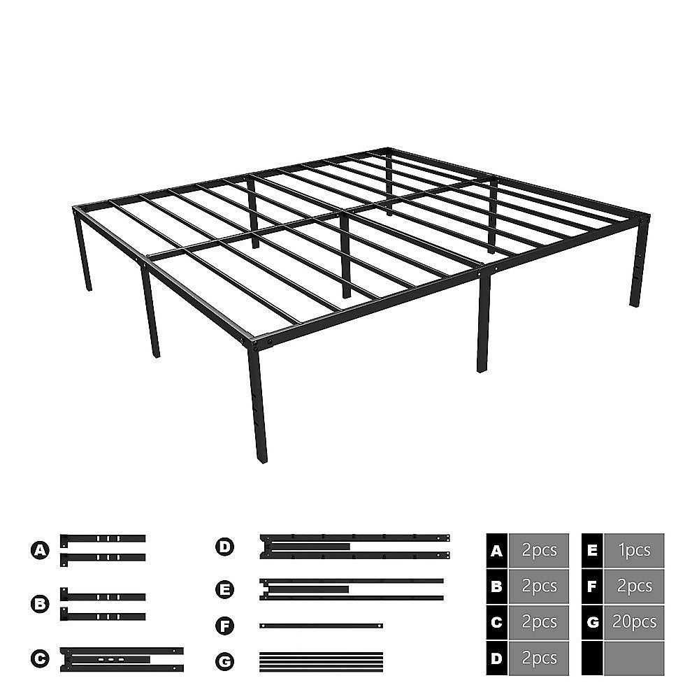 Beds & Bed Frames - Queen Metal Bed Frame 45cm High Full Steel Base Platform Bed