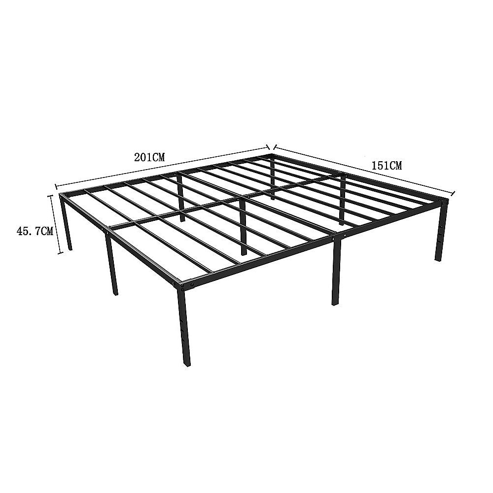 Queen Metal Bed Frame 45cm High Full Steel Base Platform Bed, Metal finish
