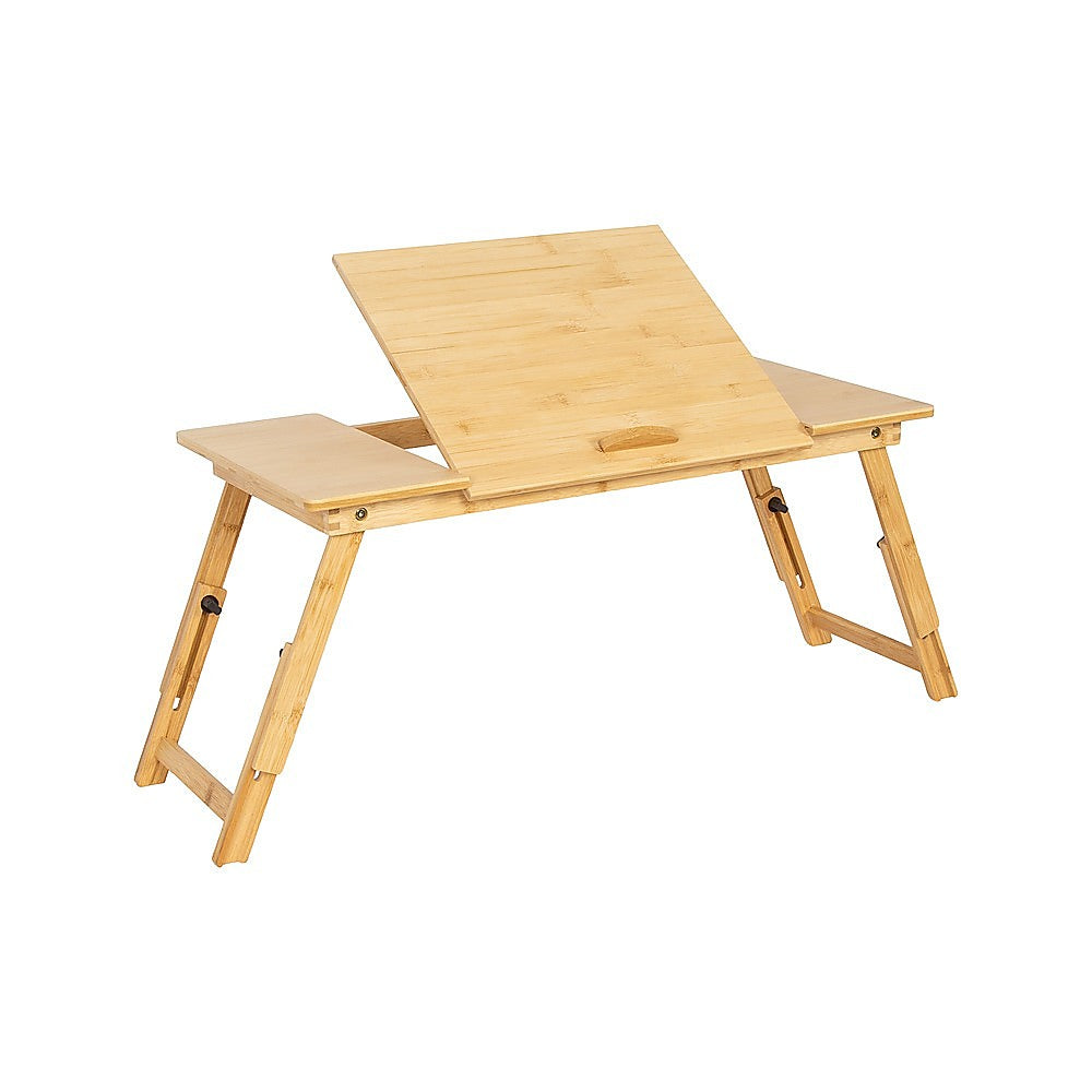 Bamboo Folding Laptop Bed Table Adjustable Height