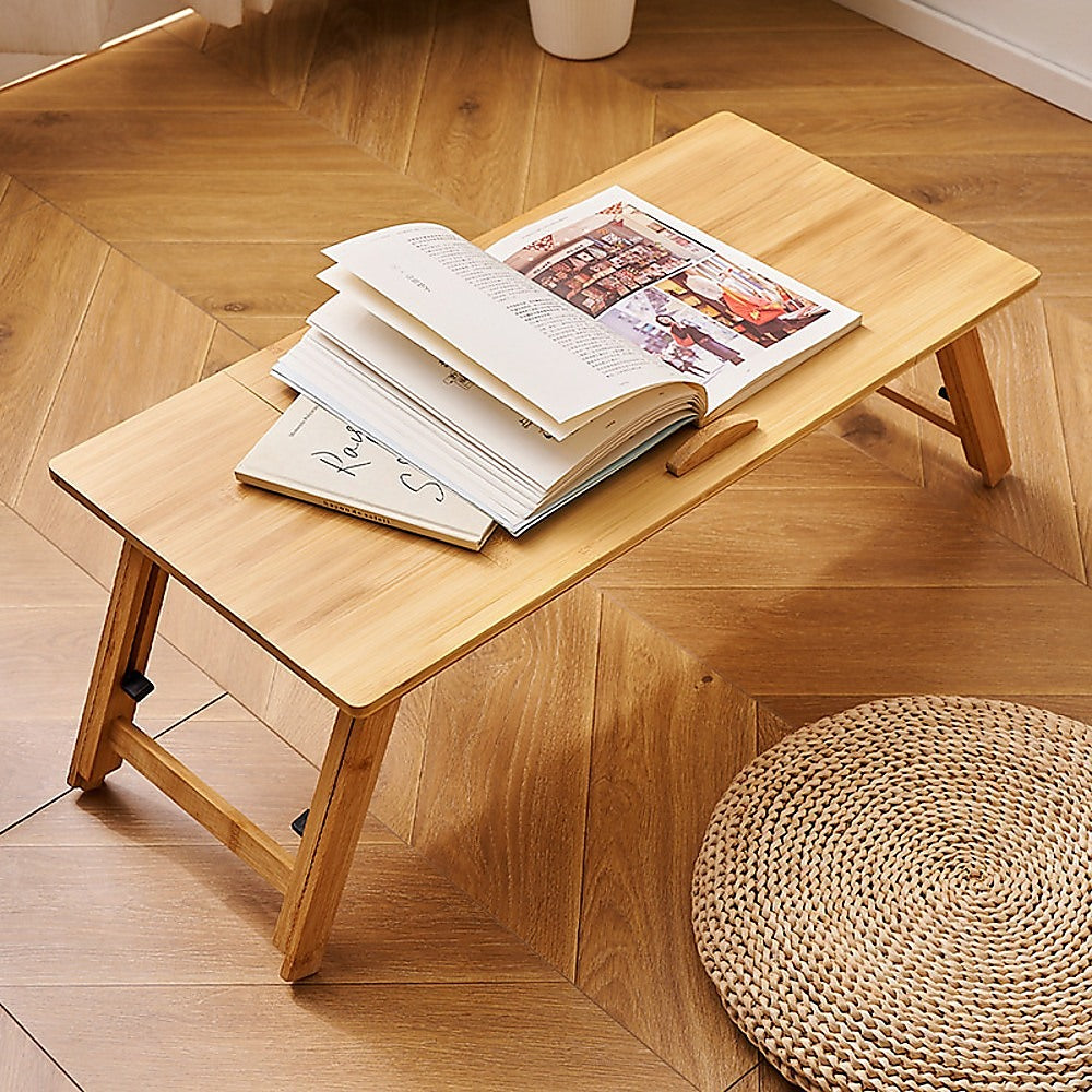 Bamboo Folding Laptop Bed Table Adjustable Height