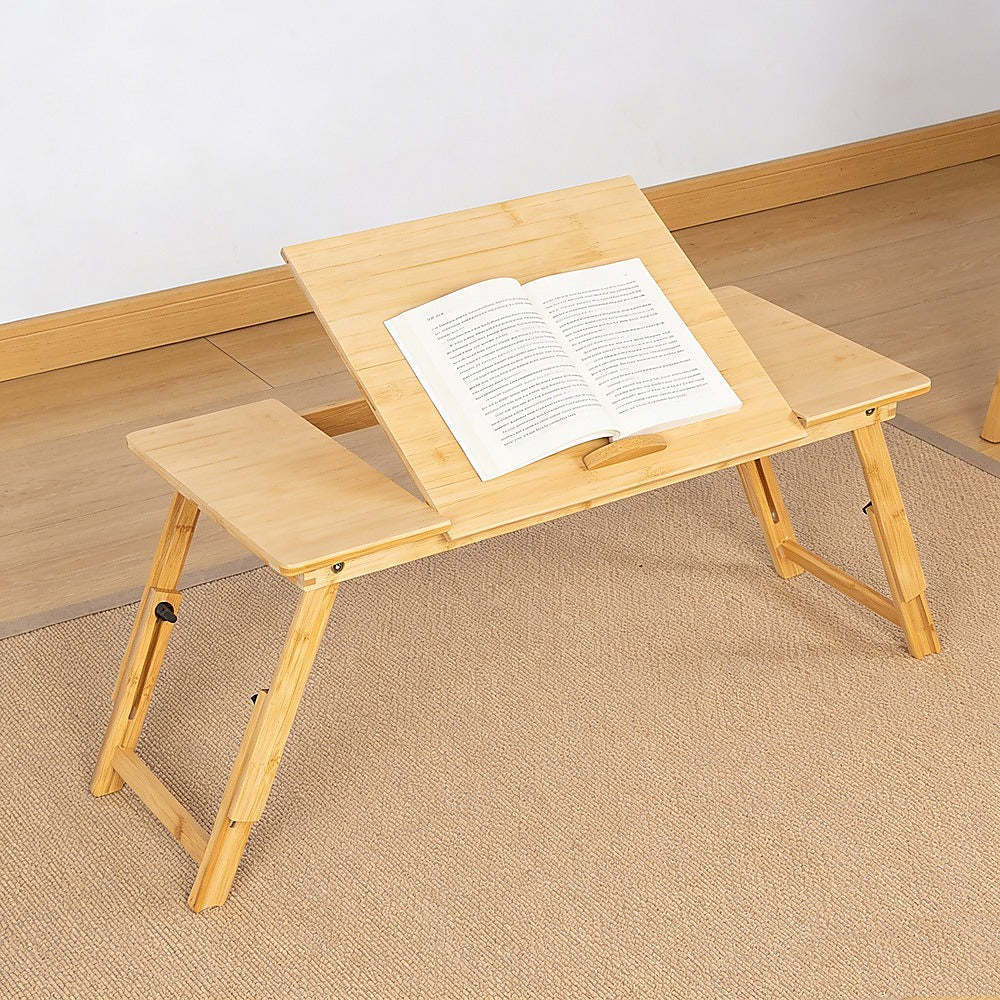 Bamboo Folding Laptop Bed Table Adjustable Height