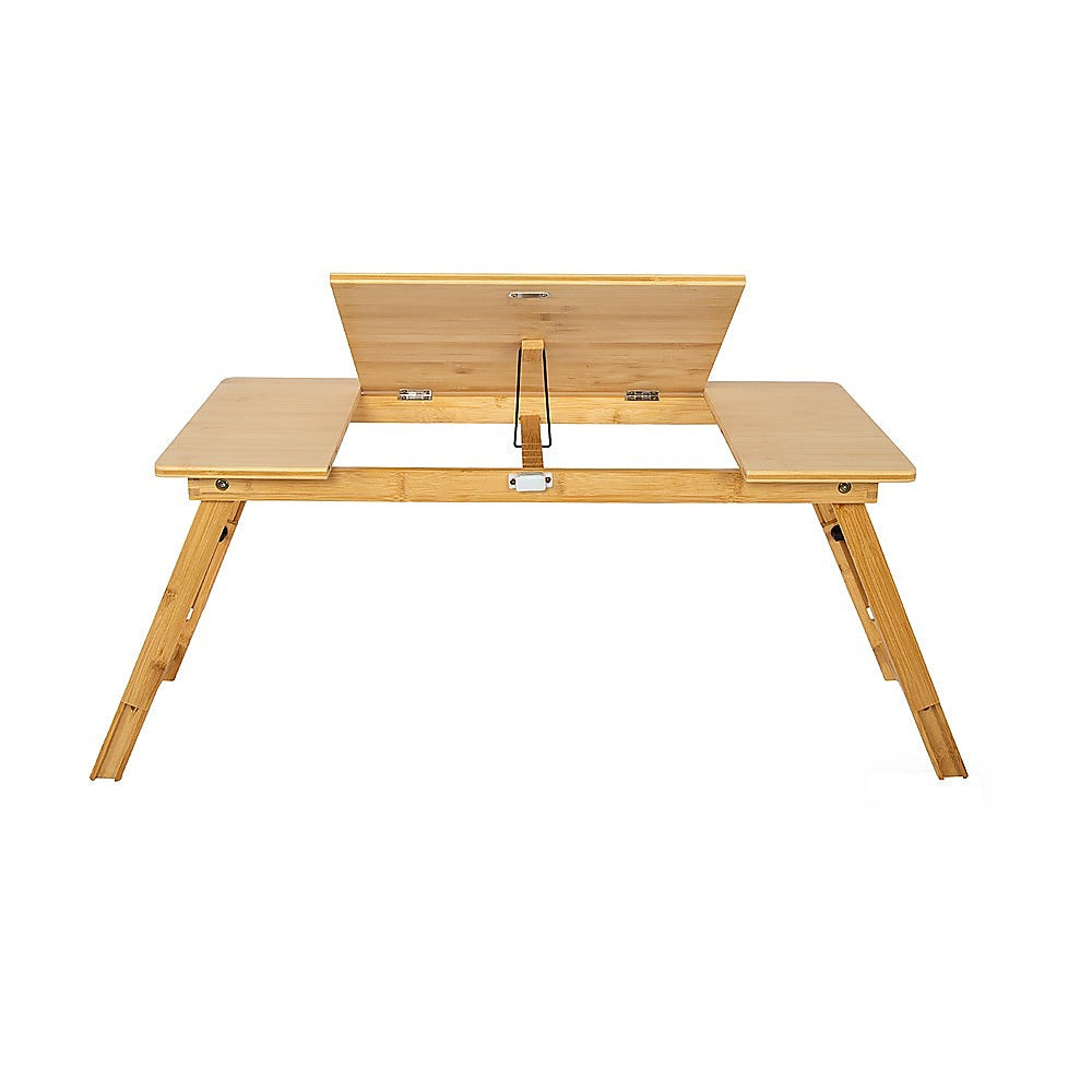 Bamboo Folding Laptop Bed Table Adjustable Height