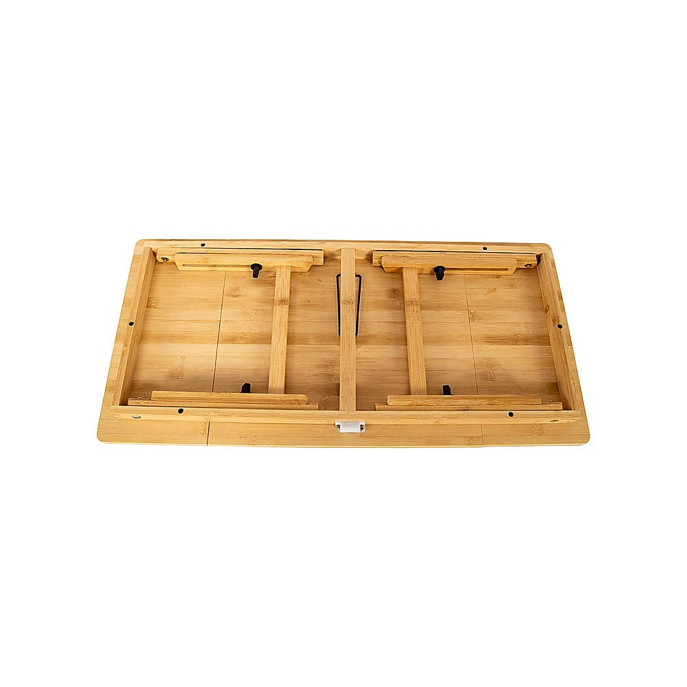 Bamboo Folding Laptop Bed Table Adjustable Height