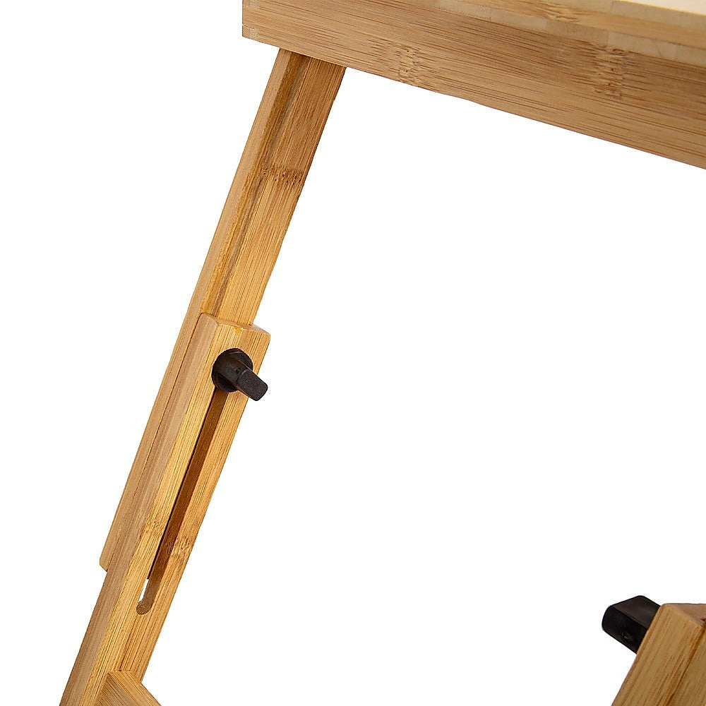 Bamboo Folding Laptop Bed Table Adjustable Height