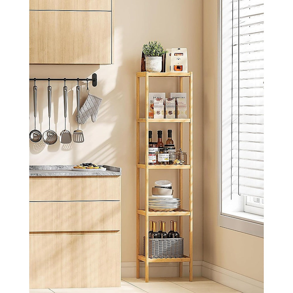 5 Tier Bookshelf Storage Unit Slim Industrial Bookcase for Home Office