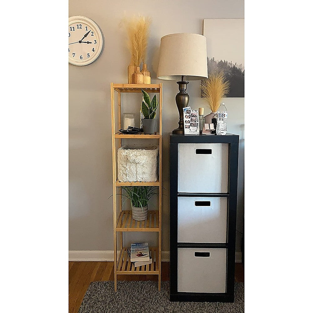 5 Tier Bookshelf Storage Unit Slim Industrial Bookcase for Home Office
