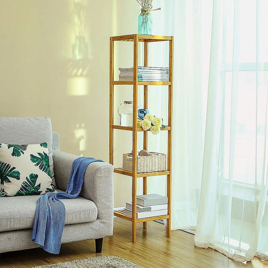 5 Tier Bookshelf Storage Unit Slim Industrial Bookcase for Home Office - photo 6