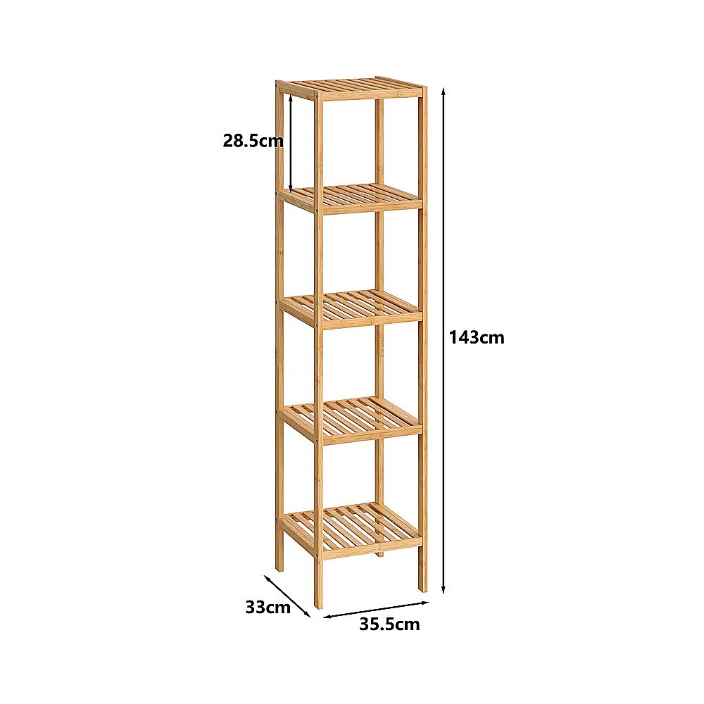 5 Tier Bookshelf Storage Unit Slim Industrial Bookcase for Home Office