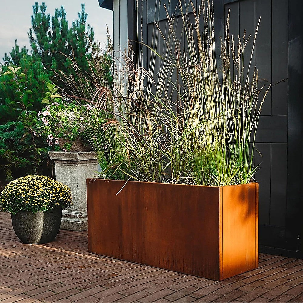 Corten Steel Planter Box 62x40x39cm Outdoor Raised Garden Bed