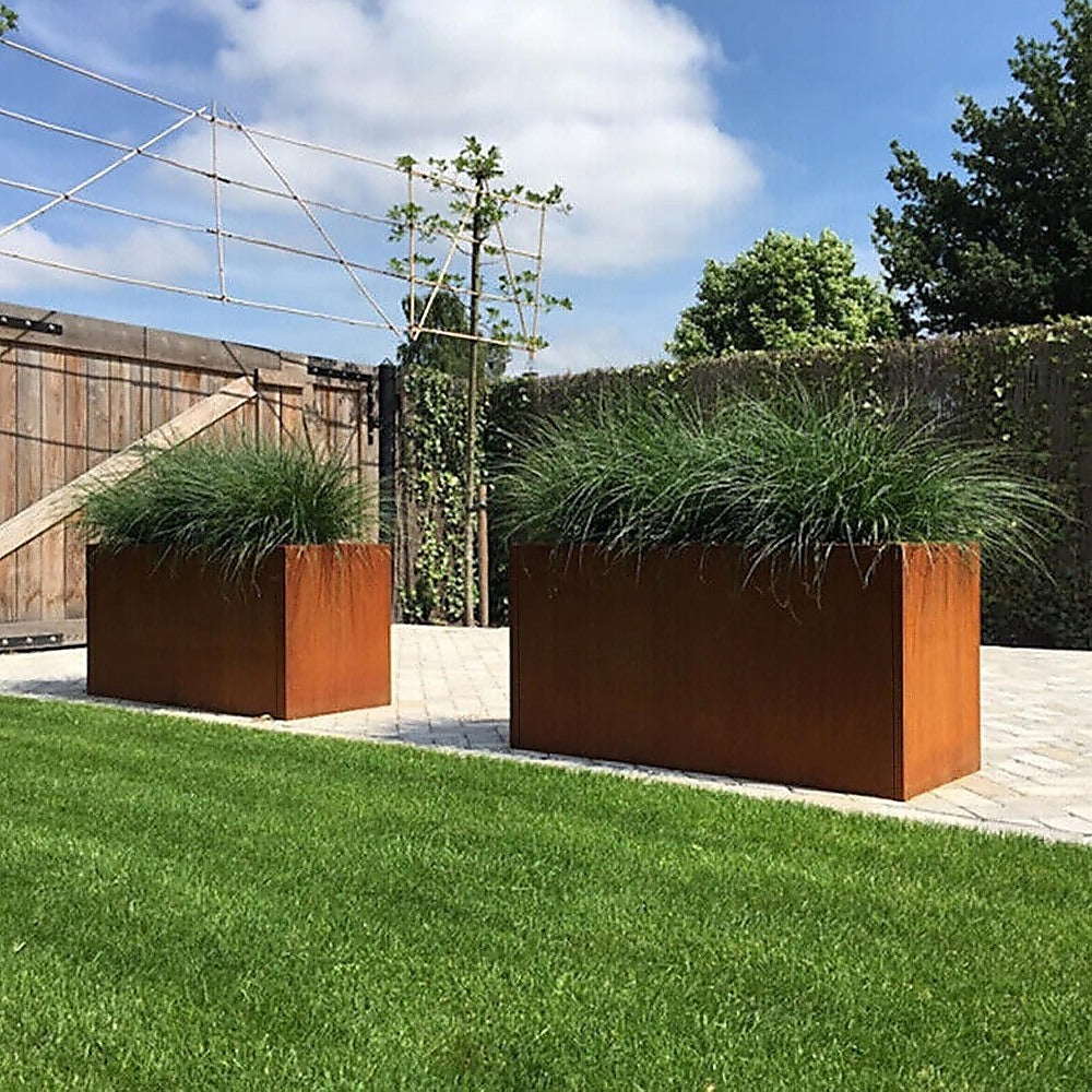 Corten Steel Planter Box 62x40x39cm Outdoor Raised Garden Bed