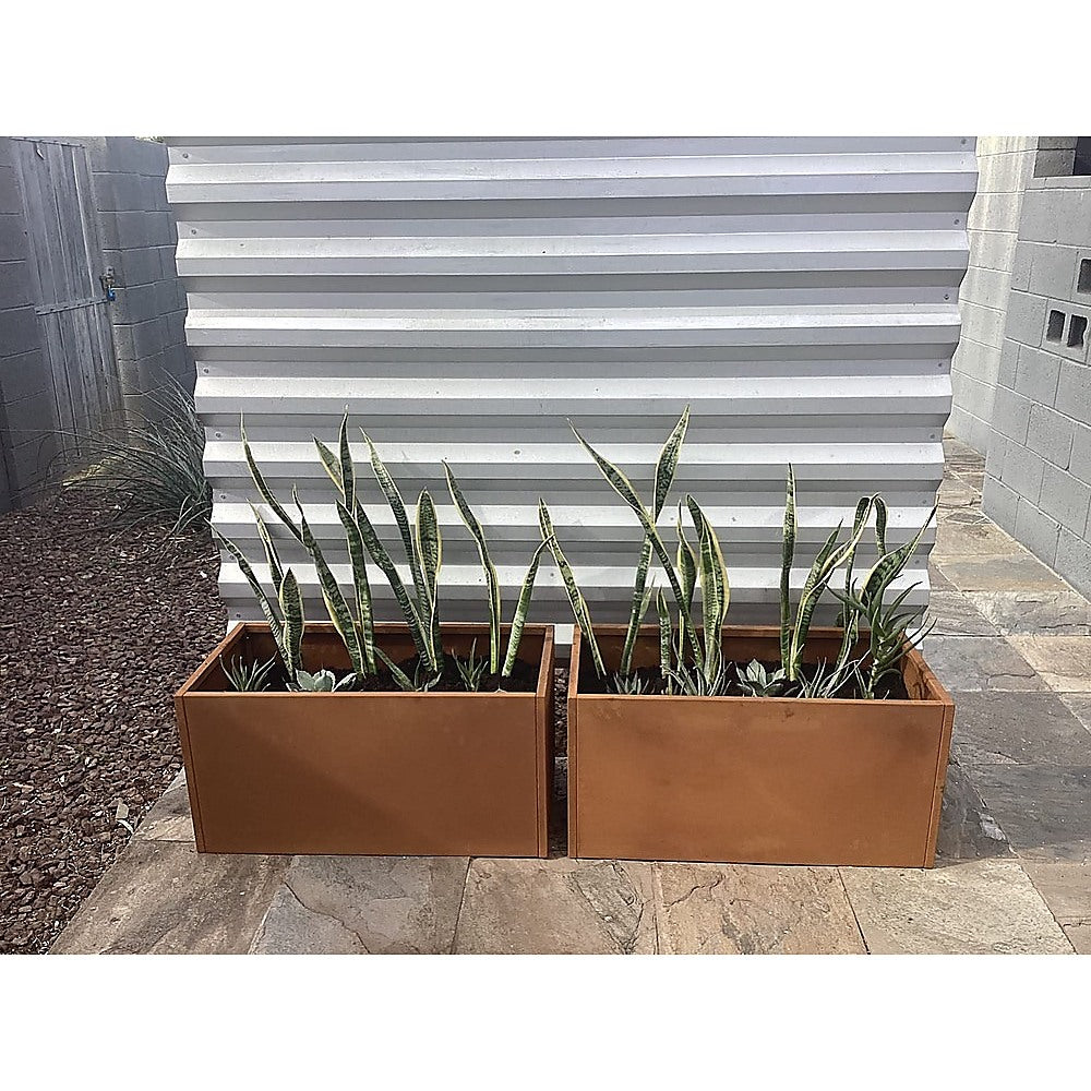 Corten Steel Planter Box 62x40x39cm Outdoor Raised Garden Bed