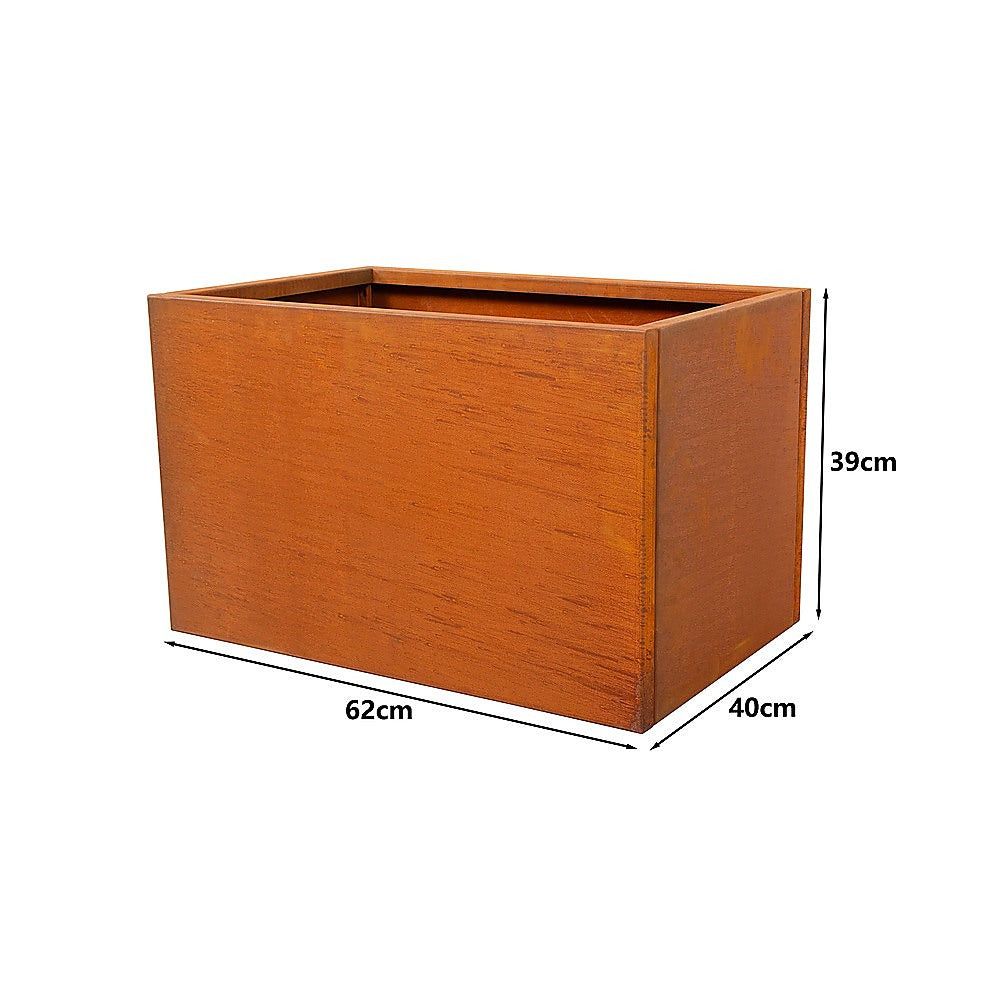 Corten Steel Planter Box 62x40x39cm Outdoor Raised Garden Bed