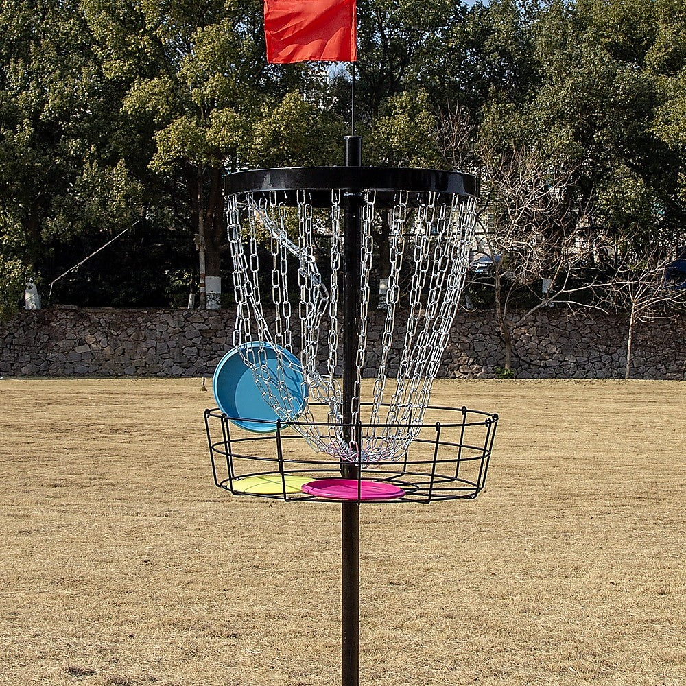 Portable Disc Golf Basket with 24 Chains and 6 Disc Set
