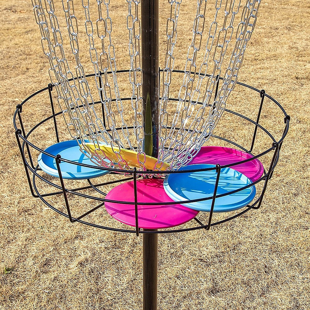 Portable Disc Golf Basket with 24 Chains and 6 Disc Set