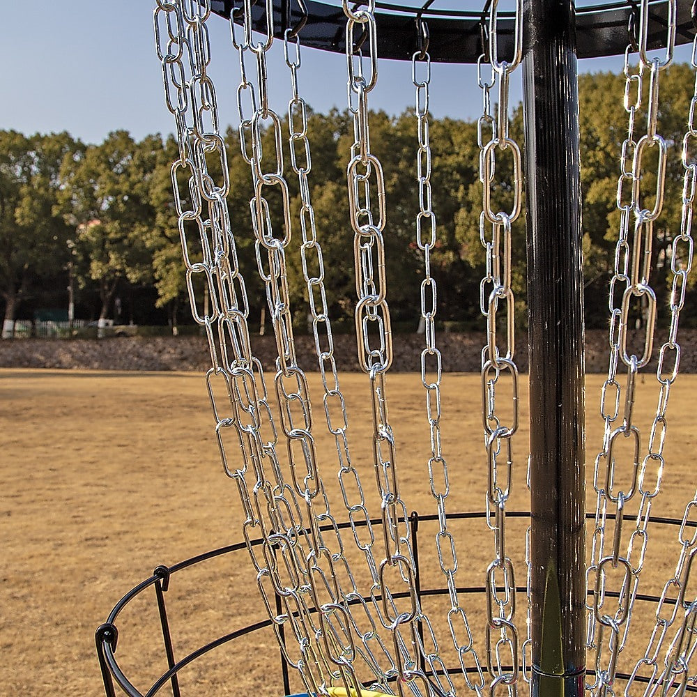 Portable Disc Golf Basket with 24 Chains and 6 Disc Set
