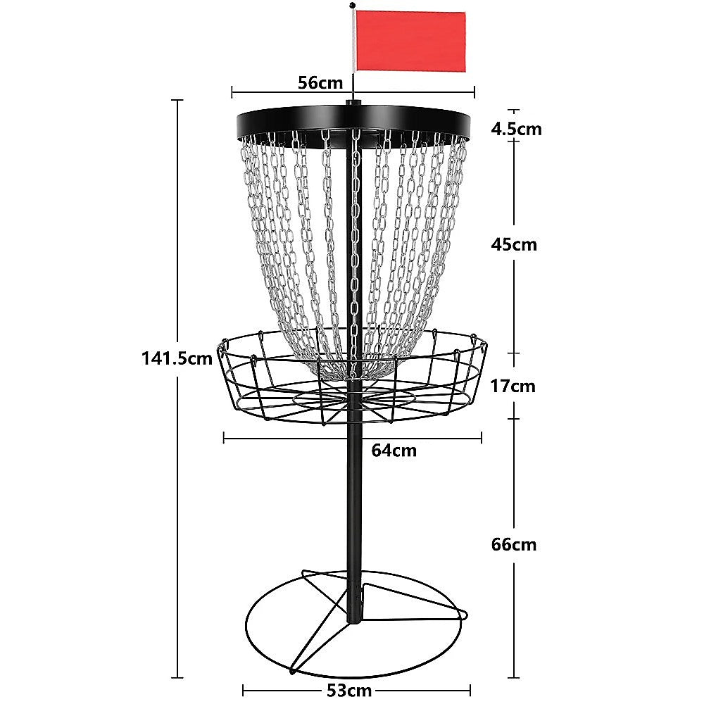 Portable Disc Golf Basket with 24 Chains and 6 Disc Set