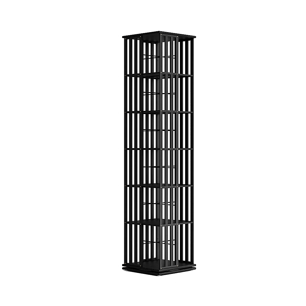 360 Rotating Bamboo Bookshelf 6-Tier Storage Display Rack Black