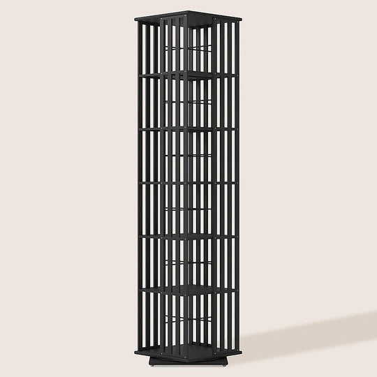 360 Rotating Bamboo Bookshelf 6tier Display Rack Black