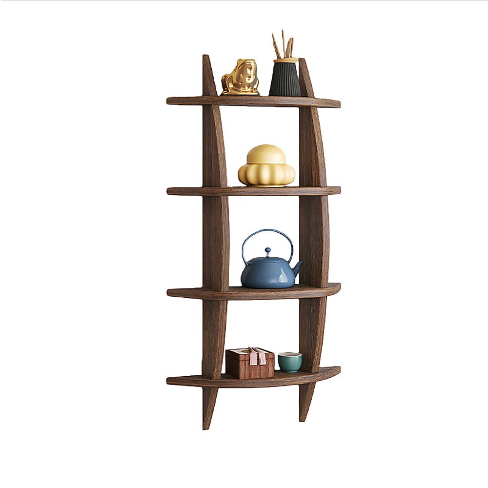 Solid Wood Wall Mounted Display Shelf Antique Chinese Style