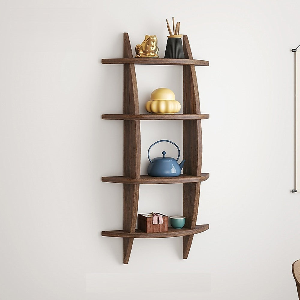 Solid Wood Wall Mounted Display Shelf Antique Chinese Style