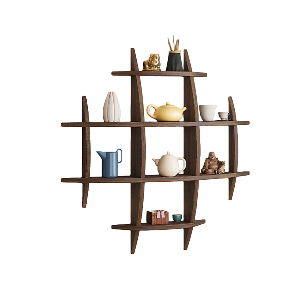 90x90cm Solid Wood Floating Wall Shelf Antique Rustic Display