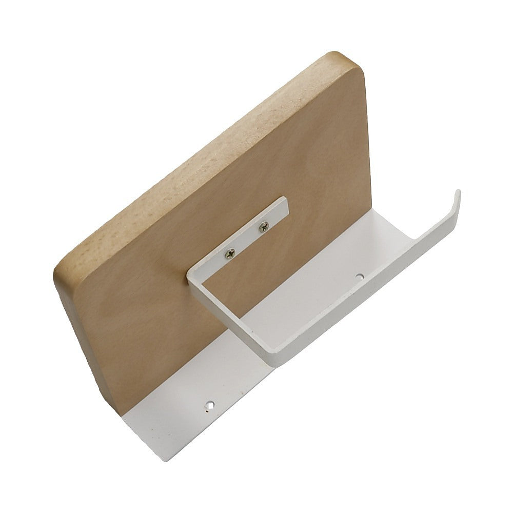 Walnut Toilet Paper Holder with Shelf Wall Mounted Bathroom Storage