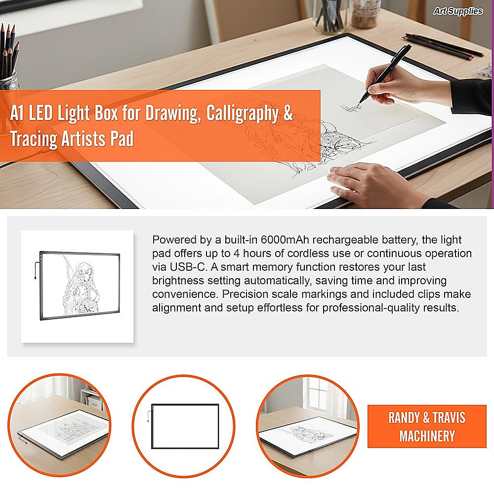 A1 LED Light Box with Adjustable Brightness for Tracing Drawing Art