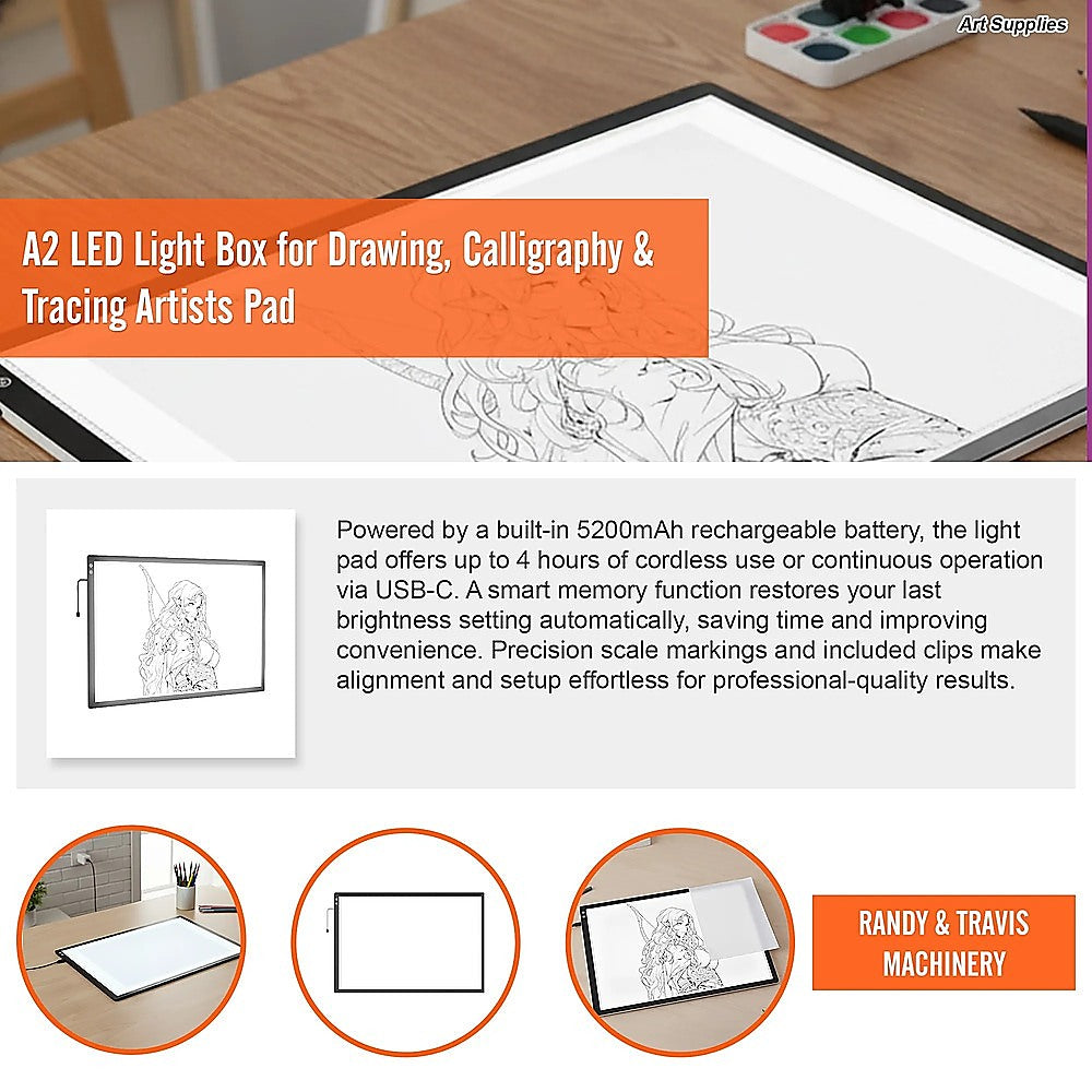 A2 LED Light Box with Adjustable Brightness for Tracing Drawing Art