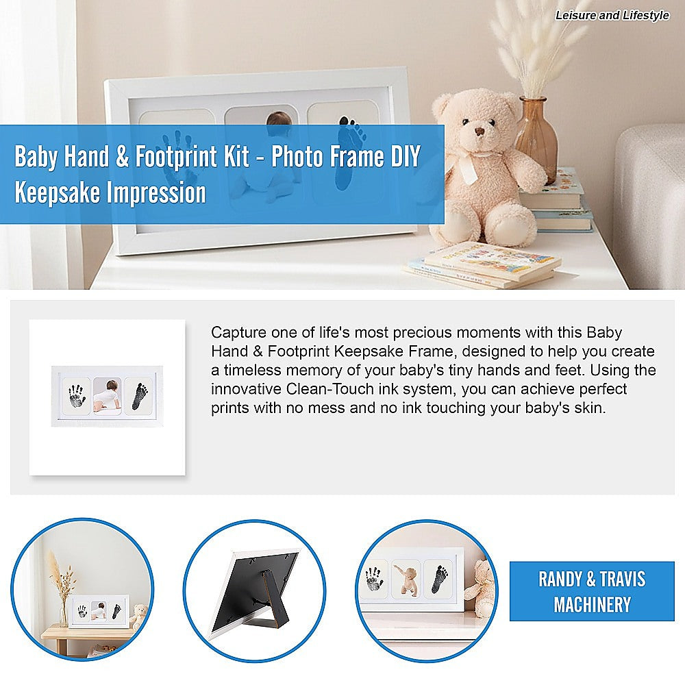 Baby Hand Footprint Keepsake Frame DIY Kit for Newborn Memory