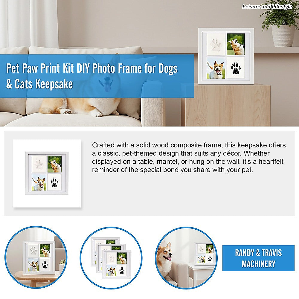 DIY Pet Paw Print Keepsake Frame Kit for Dogs and Cats Memory