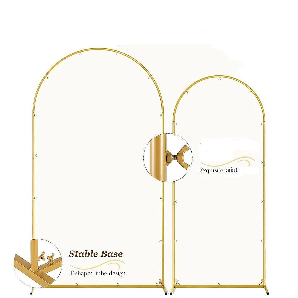 Double Backdrop Stand with White Yellow Covers for Weddings Events