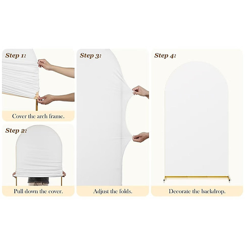 Double Backdrop Stand with White Yellow Covers for Weddings Events