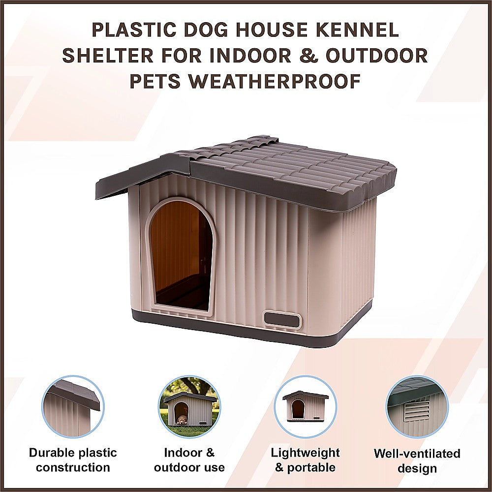 Plastic Dog House Kennel Shelter Indoor Outdoor Weatherproof Small