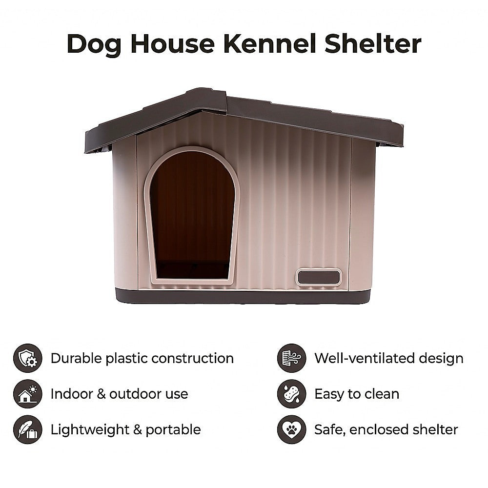 Plastic Dog House Kennel Shelter Indoor Outdoor Weatherproof Small