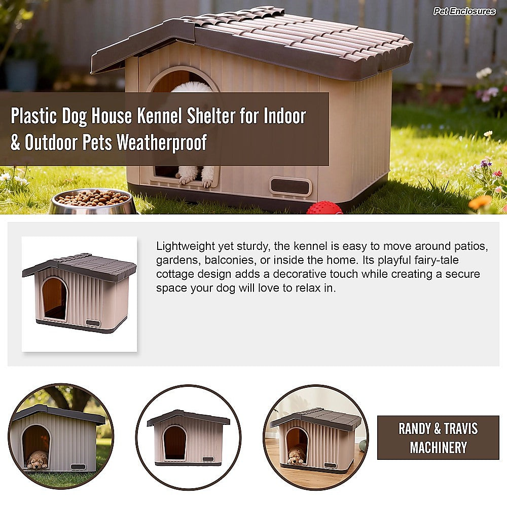 Plastic Dog House Kennel Shelter Indoor Outdoor Weatherproof Small