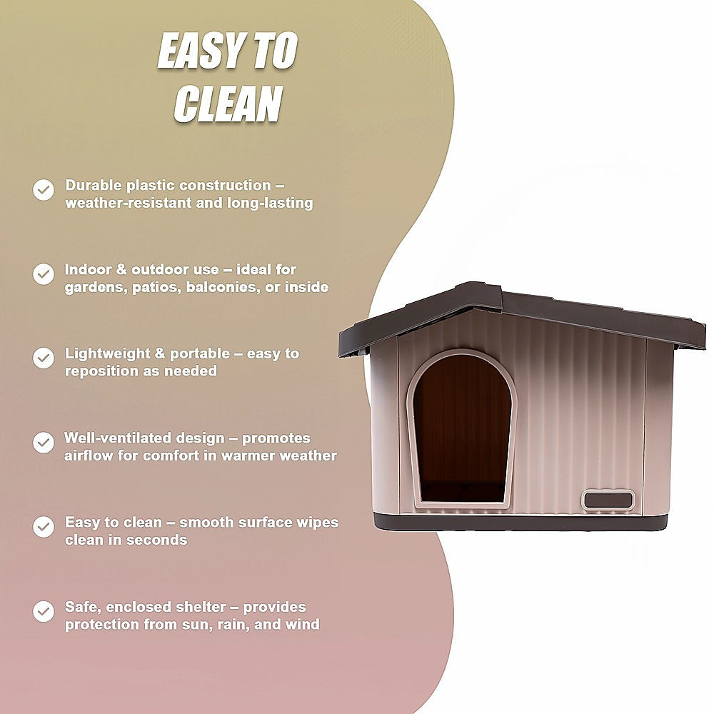 Plastic Dog House Kennel Shelter Indoor Outdoor Weatherproof Small