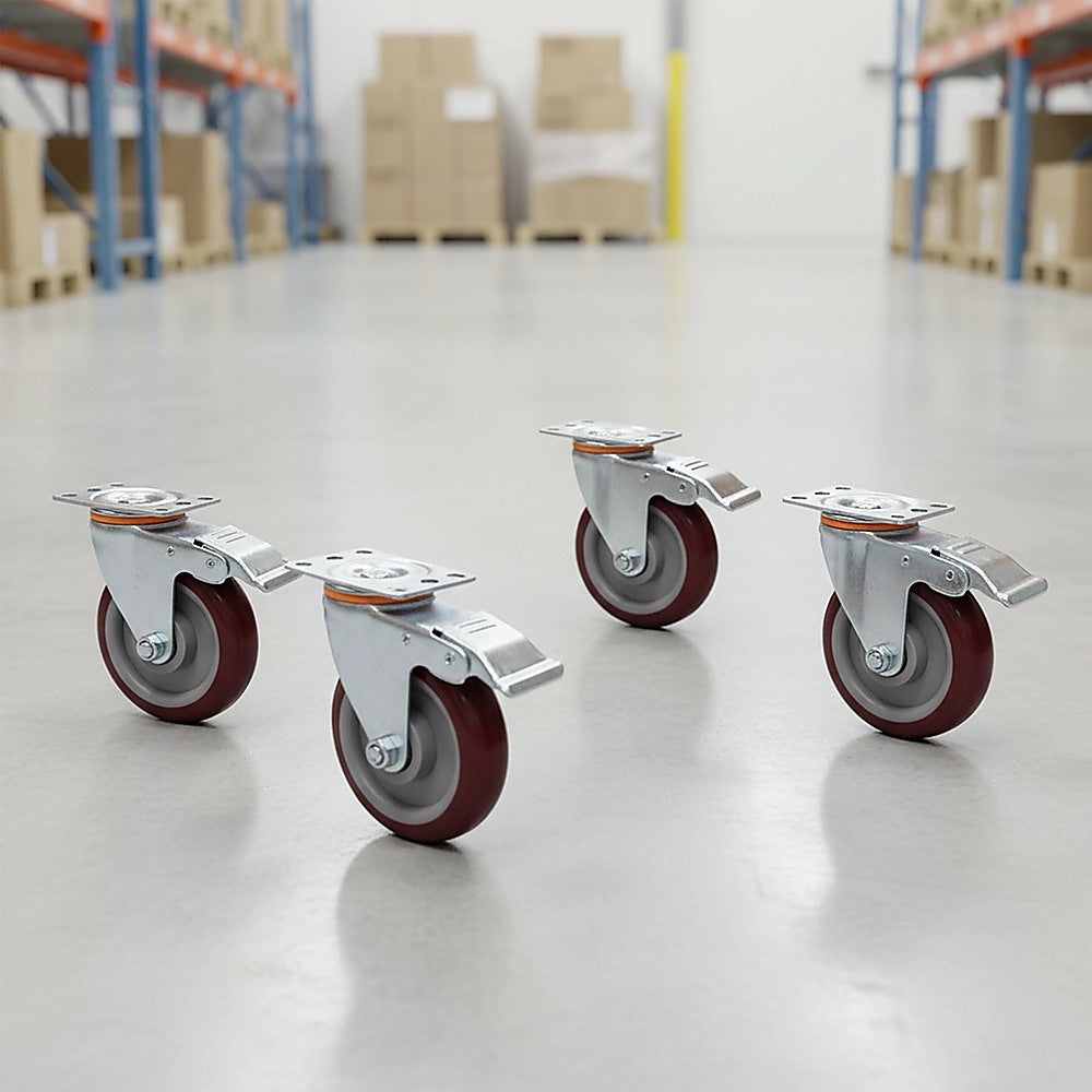 Heavy Duty 5 Inch Locking Swivel Caster Wheels 4 Pack Industrial