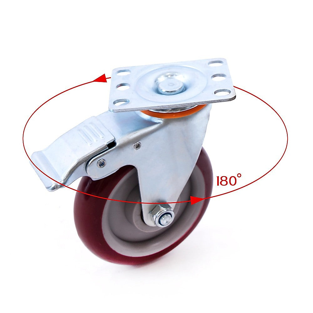 Heavy Duty 5 Inch Locking Swivel Caster Wheels 4 Pack Industrial