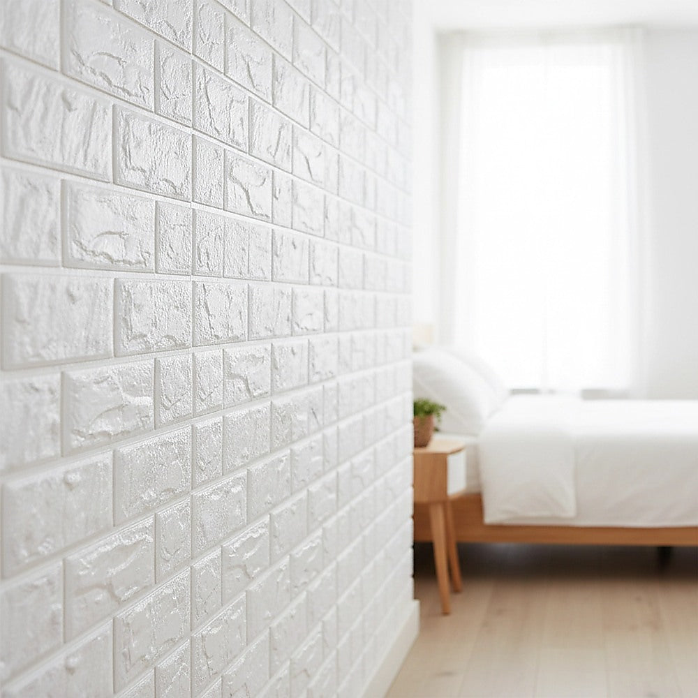3D Brick Wall Stickers Peel Stick Foam Panels 60x30cm 50 Pack